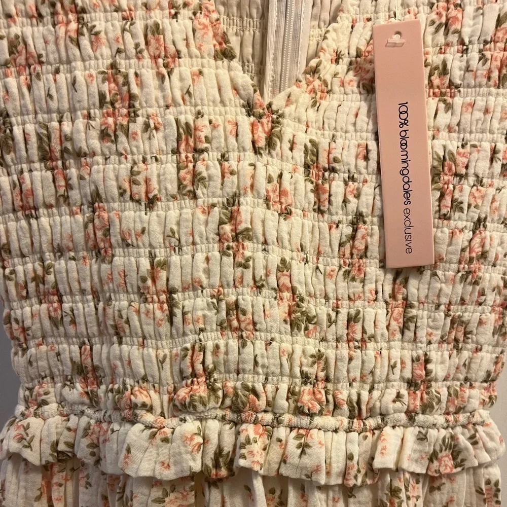 NWT AQUA Floral Smocked Midi Dress, Size Medium - Picture 2 of 5